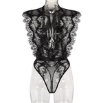 SCL Sexy Eyelash Lace Lingerie Jumpsuit
