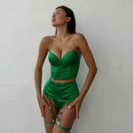 'Schmoney' Green Satin 3 Piece Set