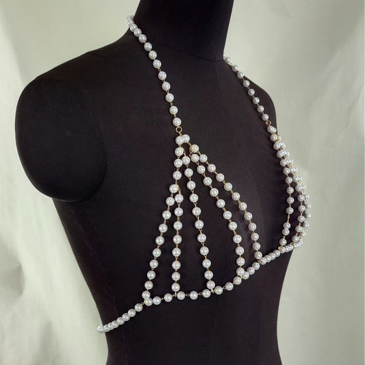 Sexy Pearl Body Chain Bra